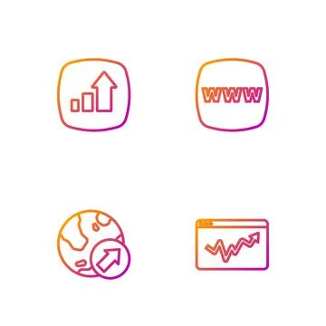 Set line Graph chart infographic, Financial growth,  and Website template. Gr Stock Illustration