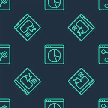Set line Graph chart infographic, UI or UX design and Browser window on seamless Stock Illustration