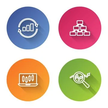 Set line Graph chart infographic, Hierarchy organogram, Stocks market growth Stock Illustration