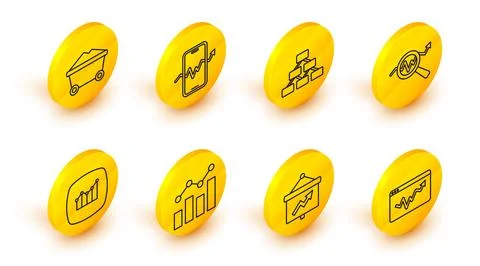 Set line Graph chart infographic, Board with, Financial growth, Search data Stock Illustration
