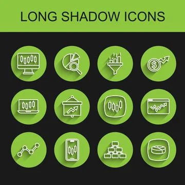 Set line Graph chart infographic, Mobile stock trading, Stocks market growth Stock Illustration