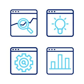 Set line Graph chart infographic, Browser setting, window and Website with .. Stock Illustration