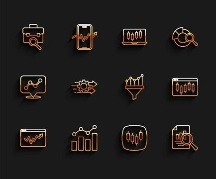 Set line Graph chart infographic, Financial growth, Work search, Browser wi.. Stock-Illustration