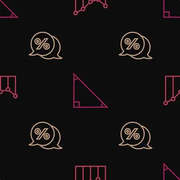 Set line Graph, schedule, chart, diagram, Discount percent tag and Triangle math Stock Illustration