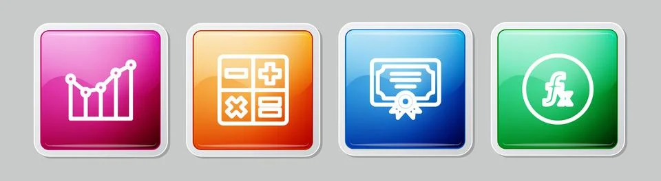 Set line Graph, schedule, chart, diagram, Calculator, Certificate template and Stock-Illustration