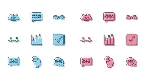 Set line Graph, schedule, chart, diagram, Test or exam sheet, Geometric figure イラスト素材