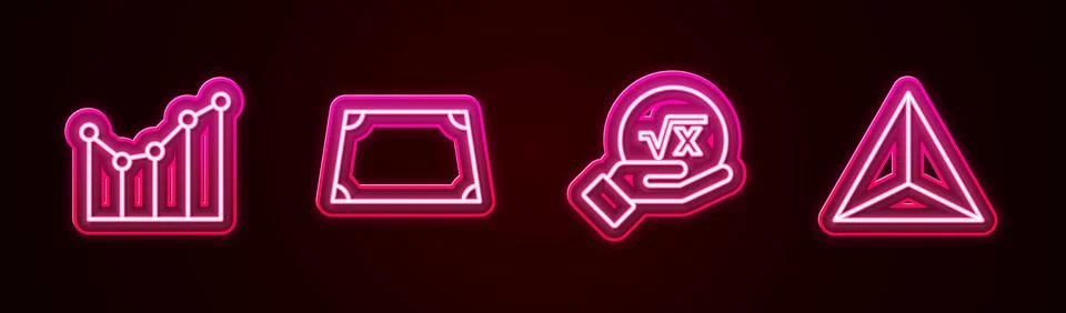 Set line Graph, schedule, chart, diagram, Acute trapezoid shape, Square root of Stock Illustration