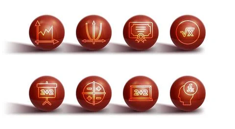 Set line Graph, schedule, chart, diagram, Chalkboard, Square root of x glyph Stock Illustration