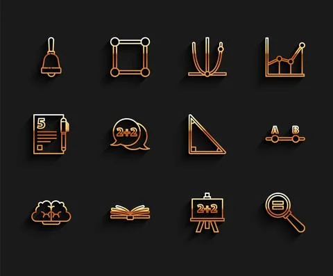 Set line Graph, schedule, chart, diagram, Mobile calculator interface, Test exam Stock Illustration
