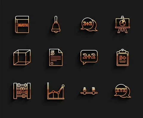 Set line Graph, schedule, chart, diagram, Sigma symbol, Triangle math, Test or Stock Illustration