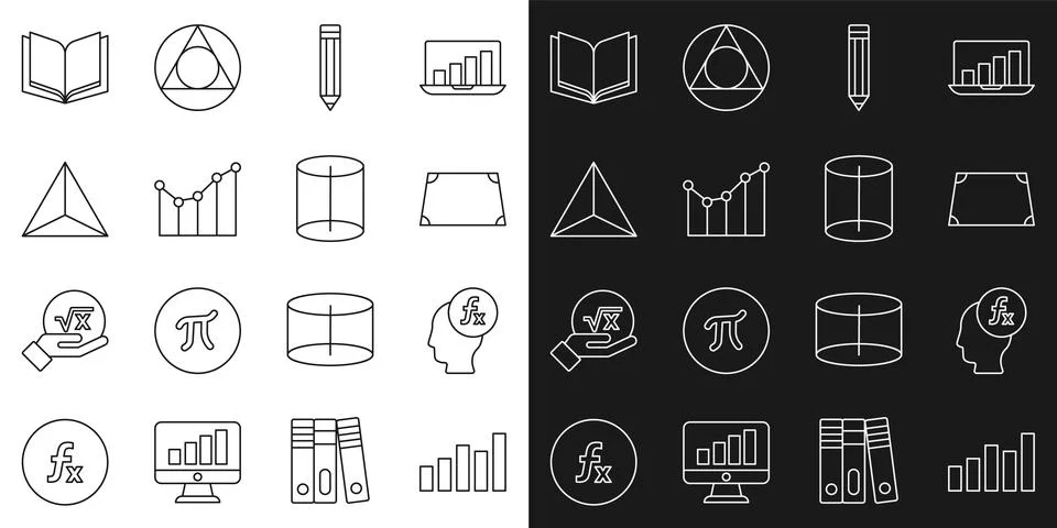 Set line Graph, schedule, chart, diagram, Function mathematical symbol, Acute Stock Illustration