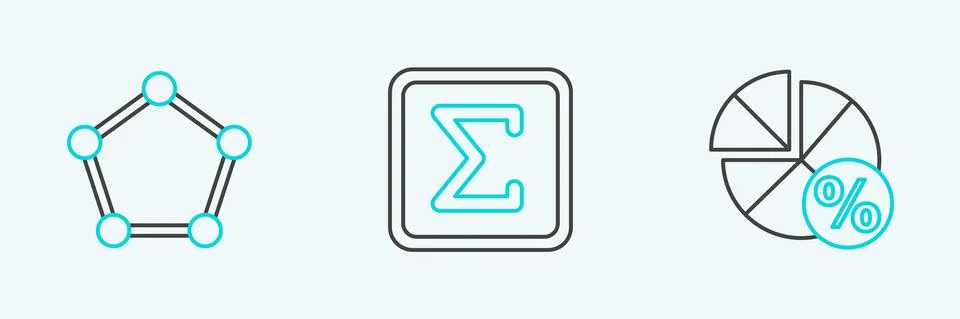 Set line Graph, schedule, chart, diagram, Geometric figure Pentagonal prism and Stock Illustration