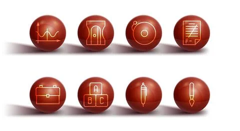 Set line Graph, schedule, chart, diagram, School backpack, Exam paper with Stock-Illustration