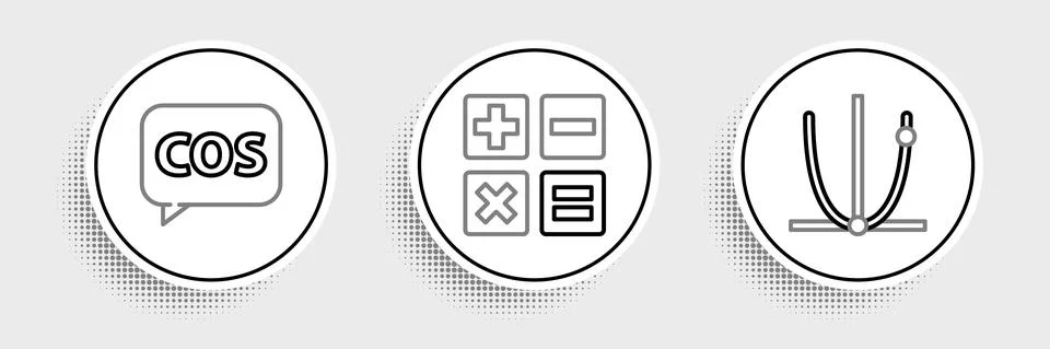 Set line Graph, schedule, chart, diagram, Mathematics function cosine and Stock Illustration