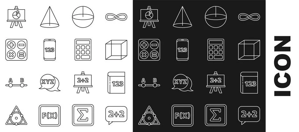 Set line Graph, schedule, chart, diagram, Test or exam sheet and pen, Function Stock Illustration