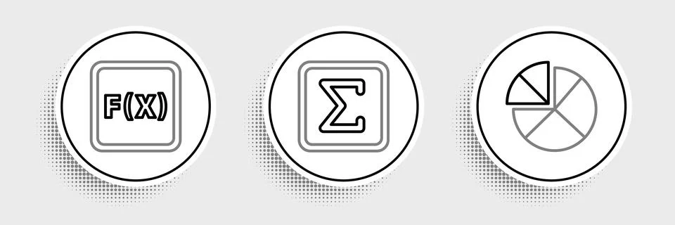 Set line Graph, schedule, chart, diagram, Function mathematical symbol and Sigma Stock Illustration