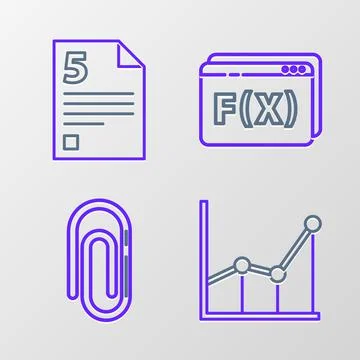 Set line Graph, schedule, chart, diagram, Paper clip, Function mathematical Stock Illustration