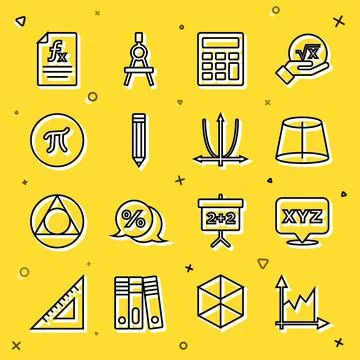 Set line Graph, schedule, chart, diagram, XYZ Coordinate system, Geometric fi Stock Illustration