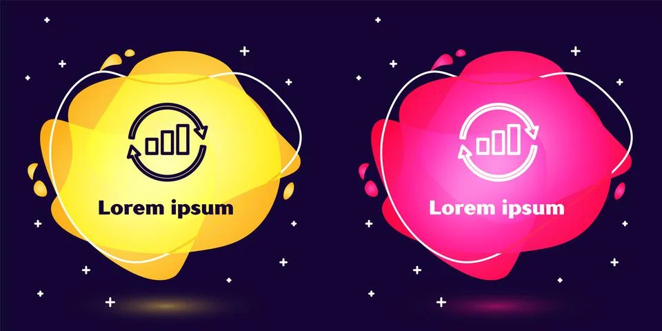 Set line Graph, schedule, chart, diagram, infographic, pie graph icon isolate イラスト素材