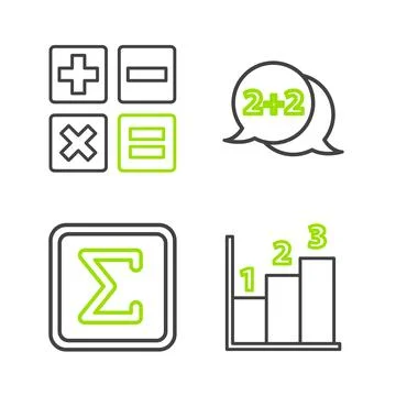 Set line Graph, schedule, chart, diagram, Sigma symbol, Equation solution and Stock Illustration
