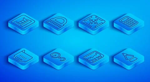 Set line Graph, schedule, chart, diagram, Protractor and ruler, Area measurement Stock Illustration