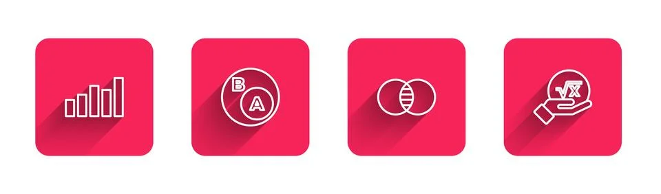 Set line Graph, schedule, chart, diagram, Subsets, math, is subset of b Illustrazione stock