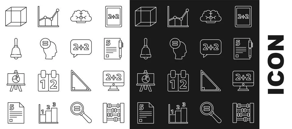 Set line Graph, schedule, chart, diagram, Open book, Test or exam sheet Stock Illustration
