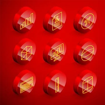 Set line Graph, schedule, chart, diagram, Function mathematical symbol, Pi Stock Illustration