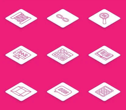 Set line Graph, schedule, chart, diagram, Function mathematical symbol, Paper Stock Illustration