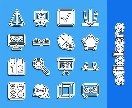 Set line Graph, schedule, chart, diagram, Test or exam sheet, Geometric figure Stock Illustration