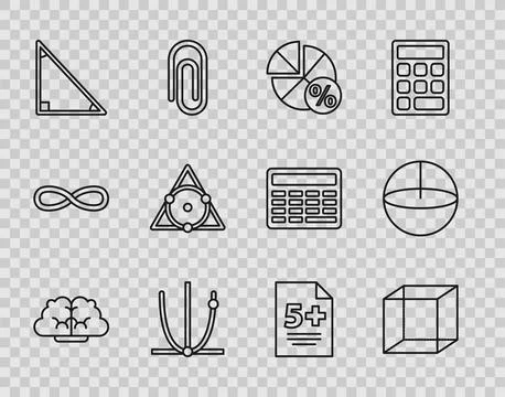 Set line Graph, schedule, chart, diagram, Function mathematical symbol, Equation Stock Illustration