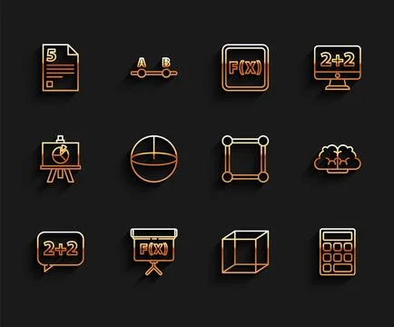 Set line Graph schedule chart diagram Geometric figure Cube Infinity Function Stock Illustration