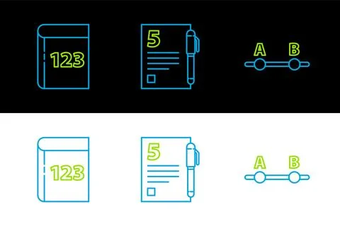 Set line Graph, schedule, chart, diagram, Book with word mathematics and Te.. イラスト素材