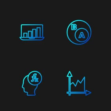 Set line Graph, schedule, chart, diagram, Function mathematical symbol, Lap.. Stock Illustration