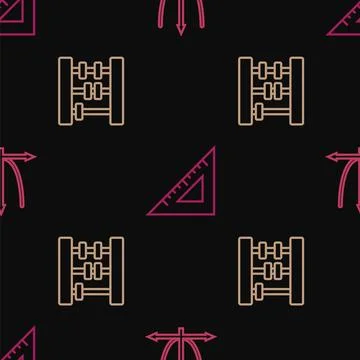 Set line Graph, schedule, chart, diagram, Abacus and Triangular ruler on se.. Stock Illustration