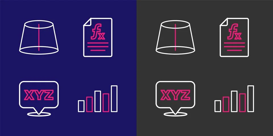 Set line Graph, schedule, chart, diagram, XYZ Coordinate system, Function m.. Stock Illustration