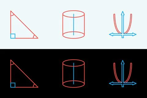 Set line Graph, schedule, chart, diagram, Triangle math and Geometric figur.. Stock Illustration
