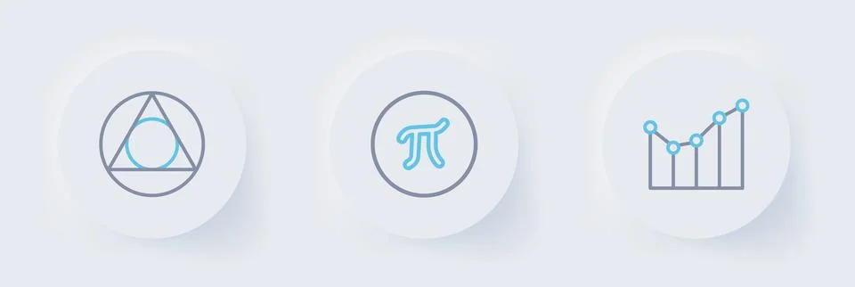 Set line Graph, schedule, chart, diagram, Pi symbol and Triangle math icon... 스톡 일러스트