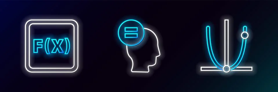 Set line Graph, schedule, chart, diagram, Function mathematical symbol and .. Stock Illustration