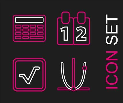 Set line Graph, schedule, chart, diagram, Square root, Calendar and Calcula.. Stock Illustration