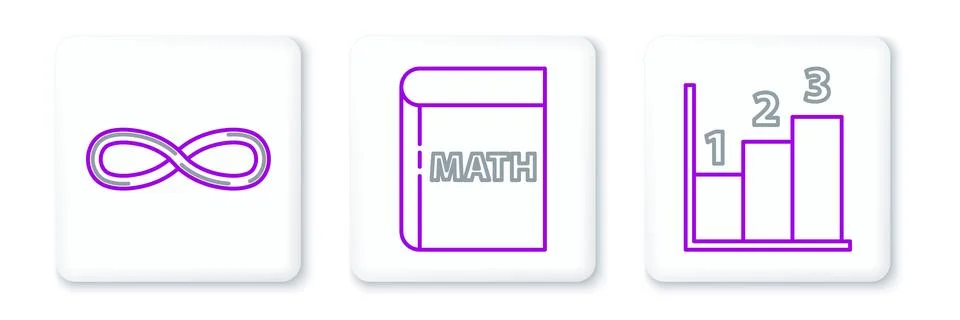 Set line Graph, schedule, chart, diagram, Infinity and Book with word mathe.. Stock Illustration