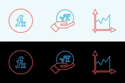 Set line Graph, schedule, chart, diagram, Function mathematical symbol and .. Stock Illustration