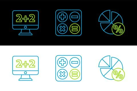 Set line Graph, schedule, chart, diagram, Equation solution and Calculator .. 스톡 일러스트