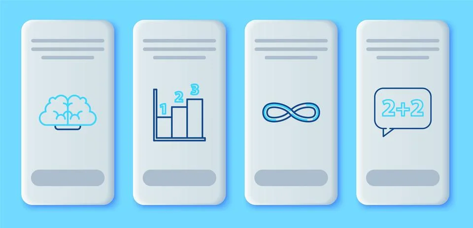 Set line Graph, schedule, chart, diagram, Infinity, Human brain and Equatio.. Stock Illustration