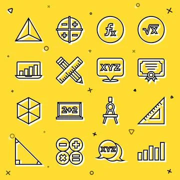 Set line Graph, Triangular ruler, Certificate template, Function mathematical Stockillustratie