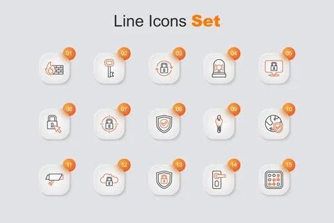 Set line Graphic password protection, Fingerprint door lock, Shield securit.. Stock Illustration