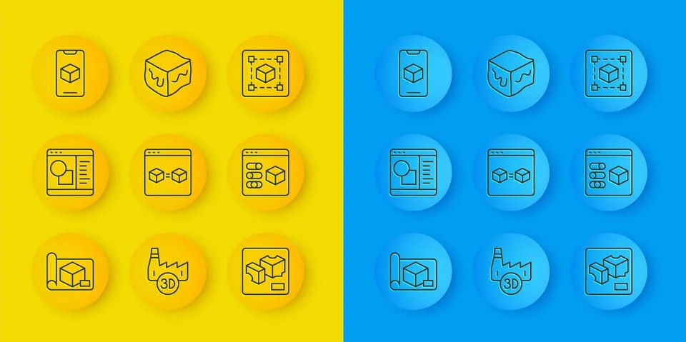 Set line Graphing paper for engineering, 3D printer software, perfect copy Stock Illustration