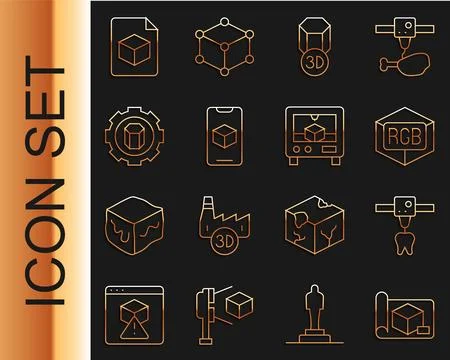 Set line Graphing paper for engineering, 3D printer tooth, RGB and CMYK color Stock Illustration