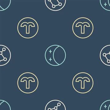 Set line Great Bear constellation, Aries zodiac and Eclipse of the sun on s.. 스톡 일러스트