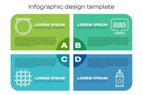 Set line Grid graph paper, Circle with Bezier curve, Paint spray can and Speech Stock Illustration